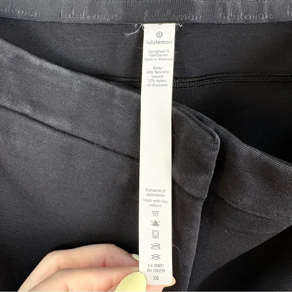 Lululemon Black High Rise Slim Fit Pants Stretch Ankle Size 8
